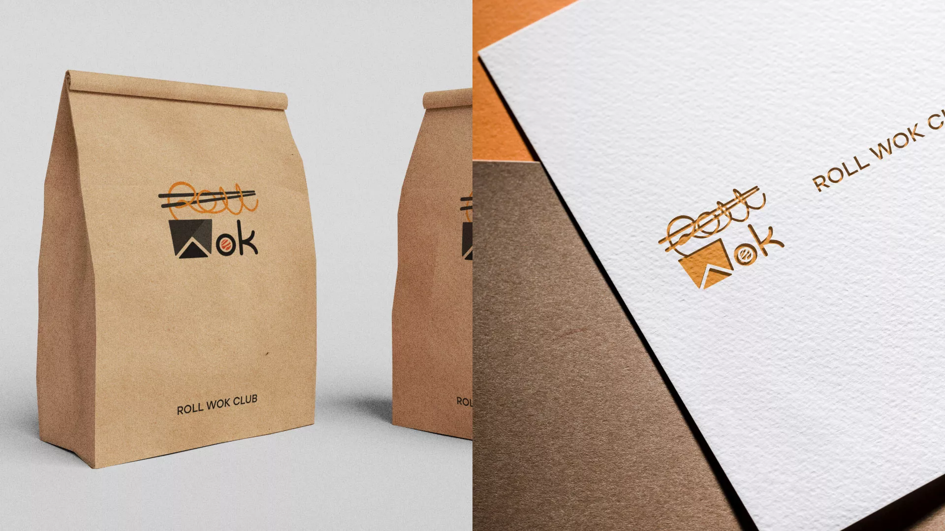 Разработка логотипа суши-бара «Roll Wok Club» в Сатке