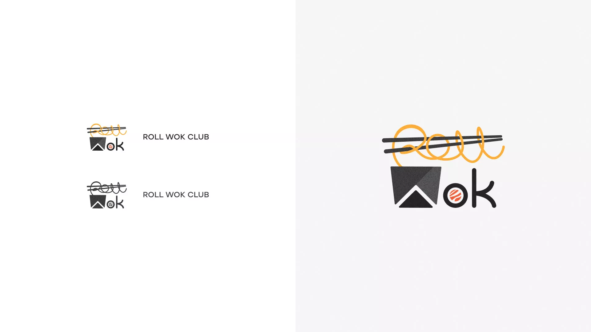 Разработка логотипа суши-бара «Roll Wok Club» в Сатке
